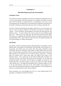 Lab Report 1 Microbial Dispersion in the Environment