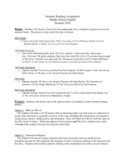 Summer Reading Assignment Middle School English