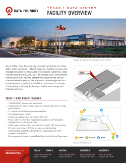 the Texas 1 Facility Overview Data Sheet