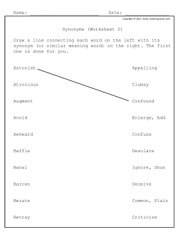 Synonyms (Worksheet 2)