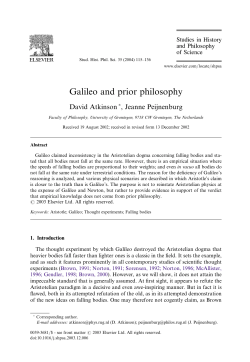 Galileo and prior philosophy - Theoretical High-Energy Physics