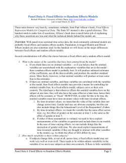 Panel Data 4: Fixed Effects vs Random Effects Models