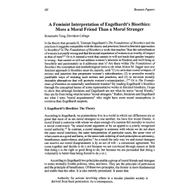 A Feminist Interpretation of Engelhardt`s Bioethics: More a Moral