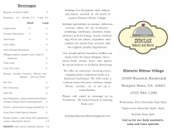 Indulge Menu - Indulge Bakery and Bistro