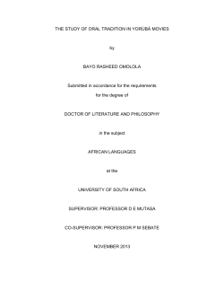 THE STUDY OF ORAL TRADITION IN YORÙBÁ MOVIES by