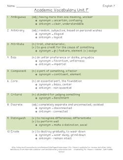 Academic Vocabulary Unit F