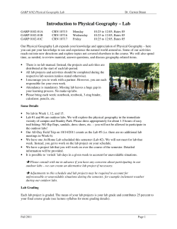 Introduction to Physical Geography &ndash; Lab