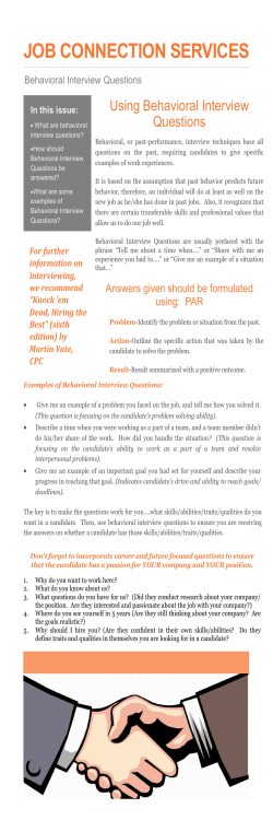 Behavioral Interview Questions