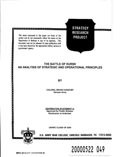 Battle of Kursk: An Analysis of Strategic and Operational Principles