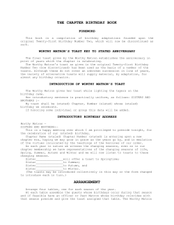 Chapter Birthday Book - Order of the Eastern Star