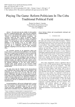 Playing The Game: Reform Politicians In The Cebu Traditional