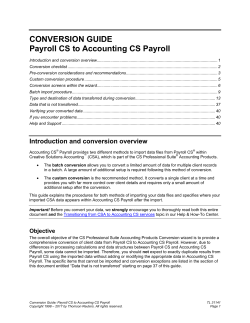 Conversion Guide: Payroll CS to Accounting CS Payroll