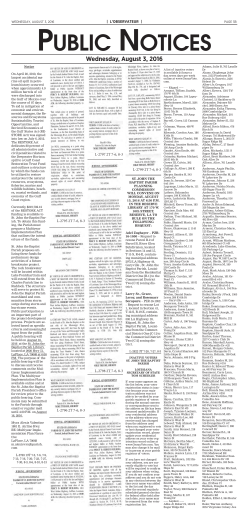 PUBLIC NOTICE &bull; Wednesday, August 3, 2016