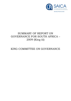 SUMMARY OF REPORT ON GOVERNANCE FOR SOUTH AFRICA