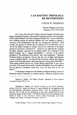 can baptist theology be revisioned? curtis w