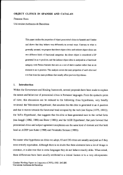 OBJECT CLITICS IN SPANISH AND CATALAN Francesc