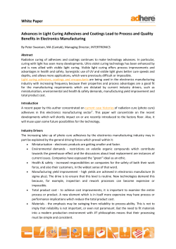 Advances in Light Curing Adhesives and Coatings
