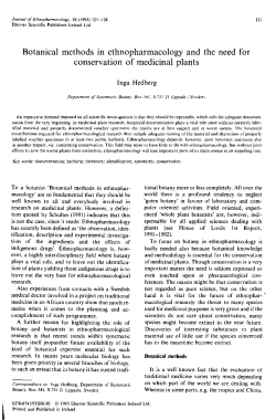 Botanical methods in ethnopharmacology and the need