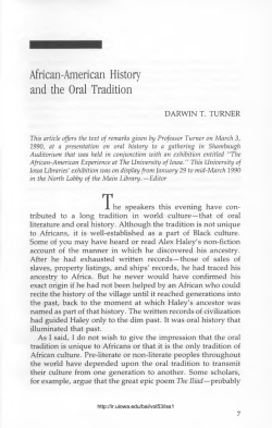 African-American History and the Oral Tradition