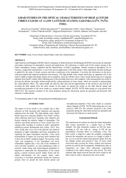 LIDAR STUDIES ON THE OPTICAL CHARACTERISTICS OF HIGH