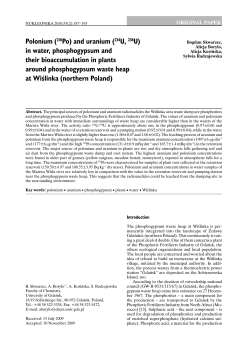 Polonium (210Po) and uranium (234U, 238U) in water