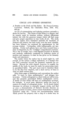 circle and sphere geometry. - American Mathematical Society