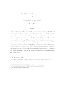 Guest Workers in the Underground Economy by Slobodan Djajic1