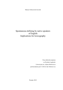 Spontaneous defining by native speakers of English.