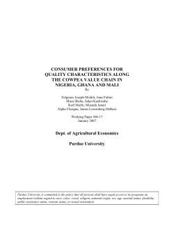 consumer preferences for quality characteristics