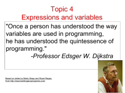 Topic 4 Expressions and variables