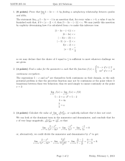 MATH 205&ndash;04 Quiz #2 Solutions 1. (6 points) Prove that lim 5