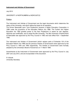 Instrument and Articles of Government