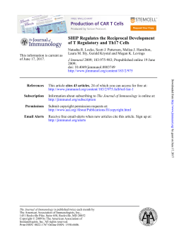 of T Regulatory and Th17 Cells SHIP Regulates the Reciprocal