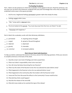 The Giver by Lois Lowry Chapters 17-19 Pre