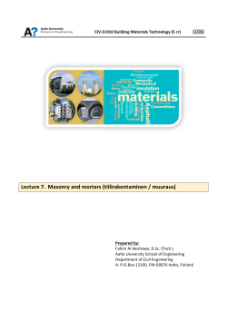 Lecture 7. Masonry and mortars (tiilirakentaminen