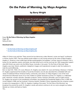 On the Pulse of Morning, by Maya Angelou