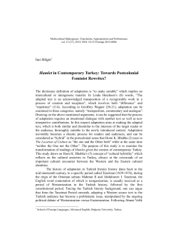 Hamlet in Contemporary Turkey: Towards Postcolonial Feminist