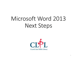 MS Word 2007 Next Steps - crystallakelibrary.org