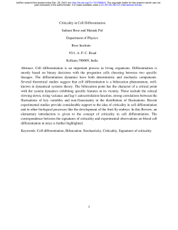 Criticality in Cell Differentiation