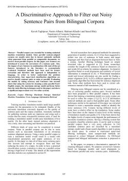 A Discriminative Approach to Filter out Noisy Sentence Pairs from
