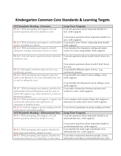 Grades K-2 ELA Standards and Learning Targets