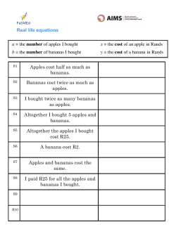 Real life equations a = the number of apples I bought x = the cost of