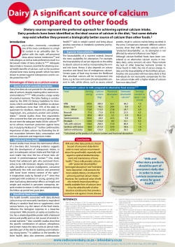 Dairy A significant source of calcium compared to other foods