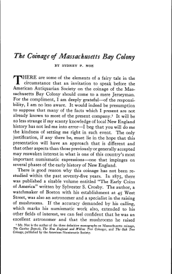 The Coinage of Massachusetts Bay Colony