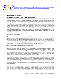 Statement of Intent - Coppin State University