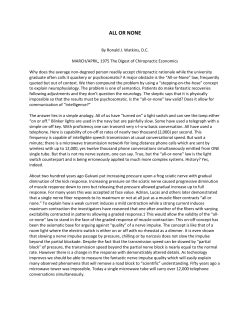 ALL OR NONE - Philosophy of Chiropractic