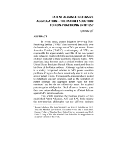 patent alliance: defensive aggregation&mdash;the market