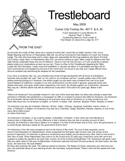 May 2009 - Culver City Foshay Lodge № 467