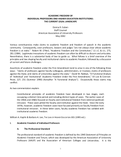 ACADEMIC FREEDOM OF INDIVIDUAL PROFESSORS