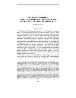 The Four Freedoms: Good Neighbors Make Good Law and Good